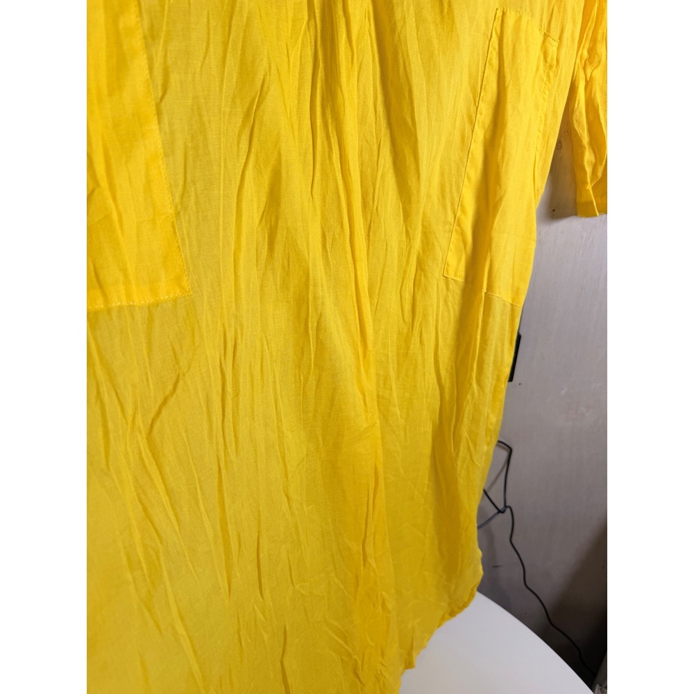 Unbranded Shirt Dress Women L Yellow Excellent Oversized Maxi Long Sleeve Boho - Picture 6 of 11